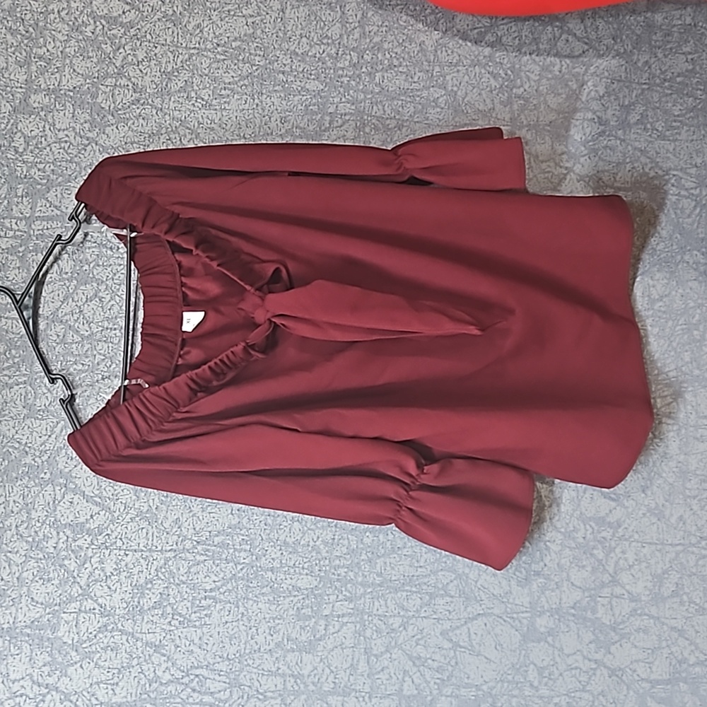 Casual Women Blause Burgundy Color
